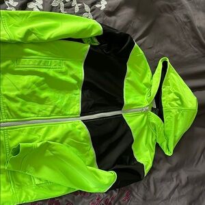 Neon Green and Black Zip-Up Hoodie